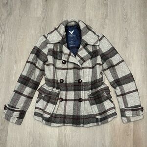 American Eagle Plaid Double-Breasted Women's Jacket Size Small